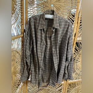 Lord and Taylor Brown plaid Button-Up Shirt
